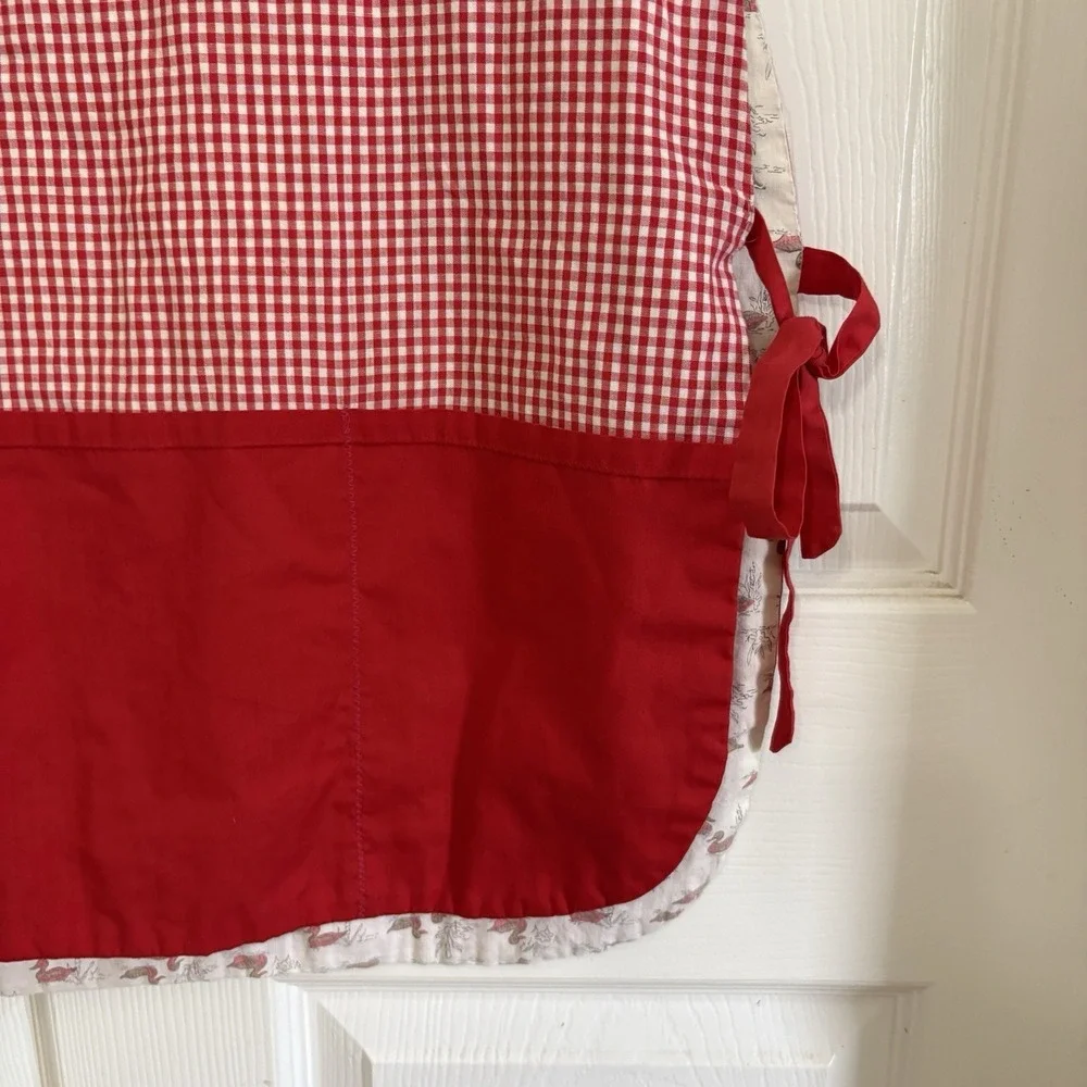Vtg Handmade Full Apron Ducks Reversible Pockets CottageCore Granny Trad-Wife